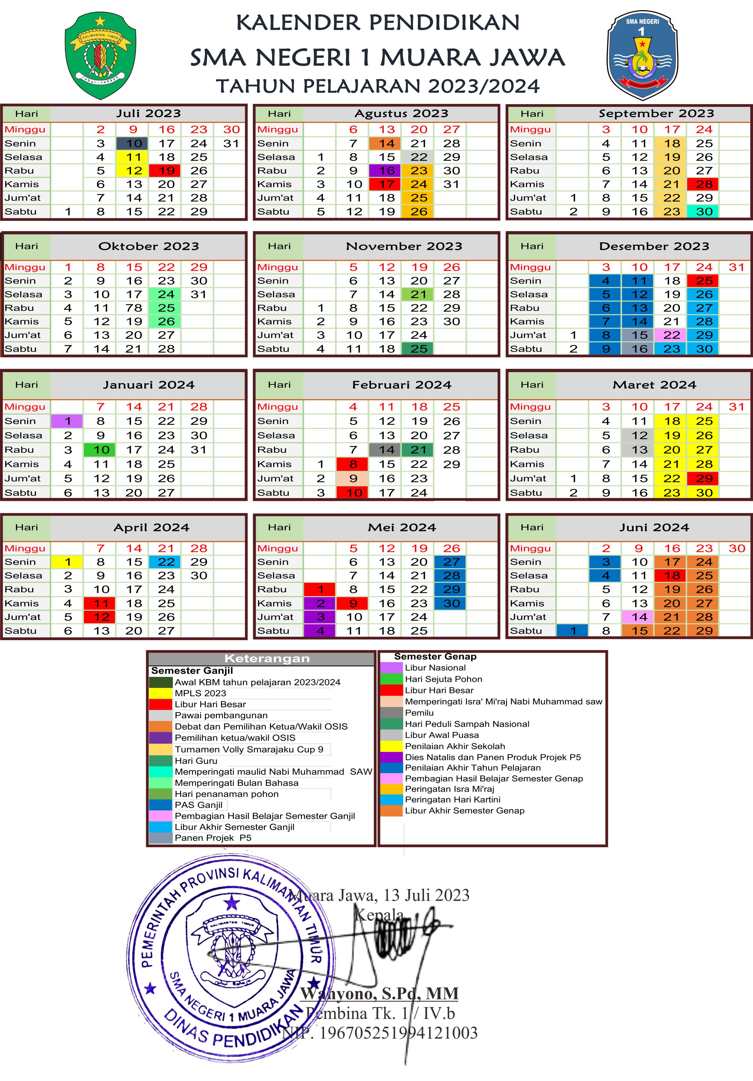 Kalender Pendidikan Sma Negeri 1 Muara Jawa Tahun Pelajaran 20232024 Sman 1 Muara Jawa 0938